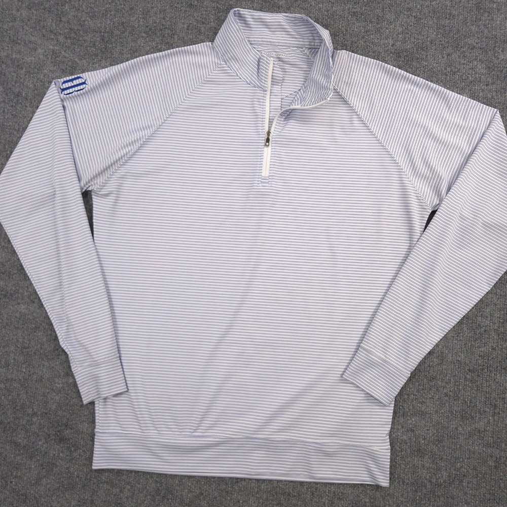 Holderness & Bourne The Stewart 1/4 Zip Mens S Cobalt Striped Tailored Fit Golf